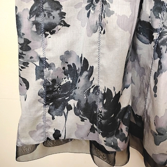 LOFT NWT Floral Cotton Babydoll Dress 6 Raw-Edge Sheer Straps - Picture 6 of 12